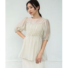 ビスチェ風シアーペプラムブラウス