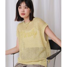 ミックスカラーロゴメッシュニット