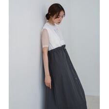 【低身長向けサイズあり】チュールレイヤードウエストドロストワンピース