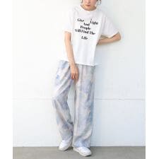 【S・Mサイズ展開】ニュアンスプリントストレートパンツ