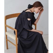 【低身長向けサイズあり】オフショルギャザースリットワンピース