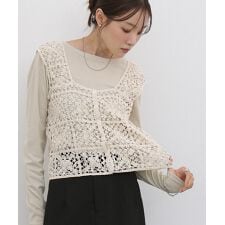 バブ(Bab)の前後2WAYボタン付クロシェビスチェ