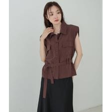 肩パット入りベストトップス