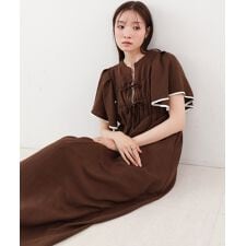 【S・Mサイズ展開】配色パイピングスクエアスリーブワンピース | バブ(Bab)