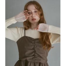 バブ(Bab)の＼大人気！／【選べるネック】【20パターン展開】シアー使い配色リブニットトップス