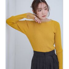 バブ(Bab)の＼大人気！／【選べるネック】【20パターン展開】シアー使い配色リブニットトップス