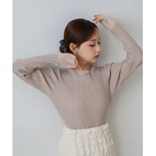 バブ(Bab)の＼大人気！／【選べるネック】【20パターン展開】シアー使い配色リブニットトップス