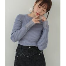 バブ(Bab)の＼大人気！／【選べるネック】【20パターン展開】シアー使い配色リブニットトップス