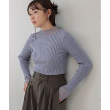 バブ(Bab)の＼大人気！／【選べるネック】【20パターン展開】シアー使い配色リブニットトップス