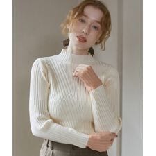 バブ(Bab)の＼大人気！／【選べるネック】【20パターン展開】シアー使い配色リブニットトップス