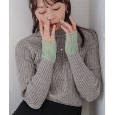 バブ(Bab)の＼大人気！／【選べるネック】【20パターン展開】シアー使い配色リブニットトップス