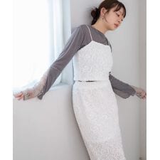 【セットアップ対応】コード刺繍ベロアビスチェ