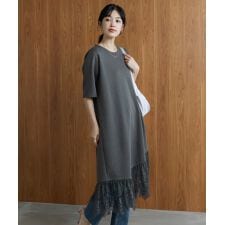 裾レースワンピース