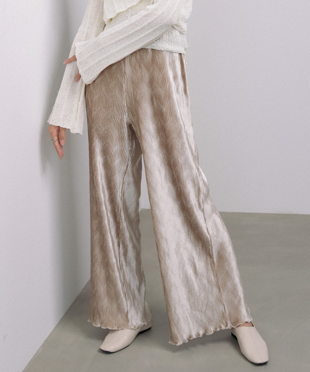 【S・Mサイズ展開】ベロアウェーブプリーツイージーパンツ