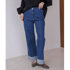 折り返しワイドデニムパンツ