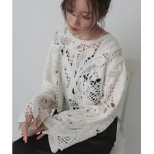 バブ(Bab)のモールヤーンクロシェショートトップス