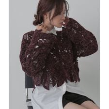 バブ(Bab)のモールヤーンクロシェショートトップス