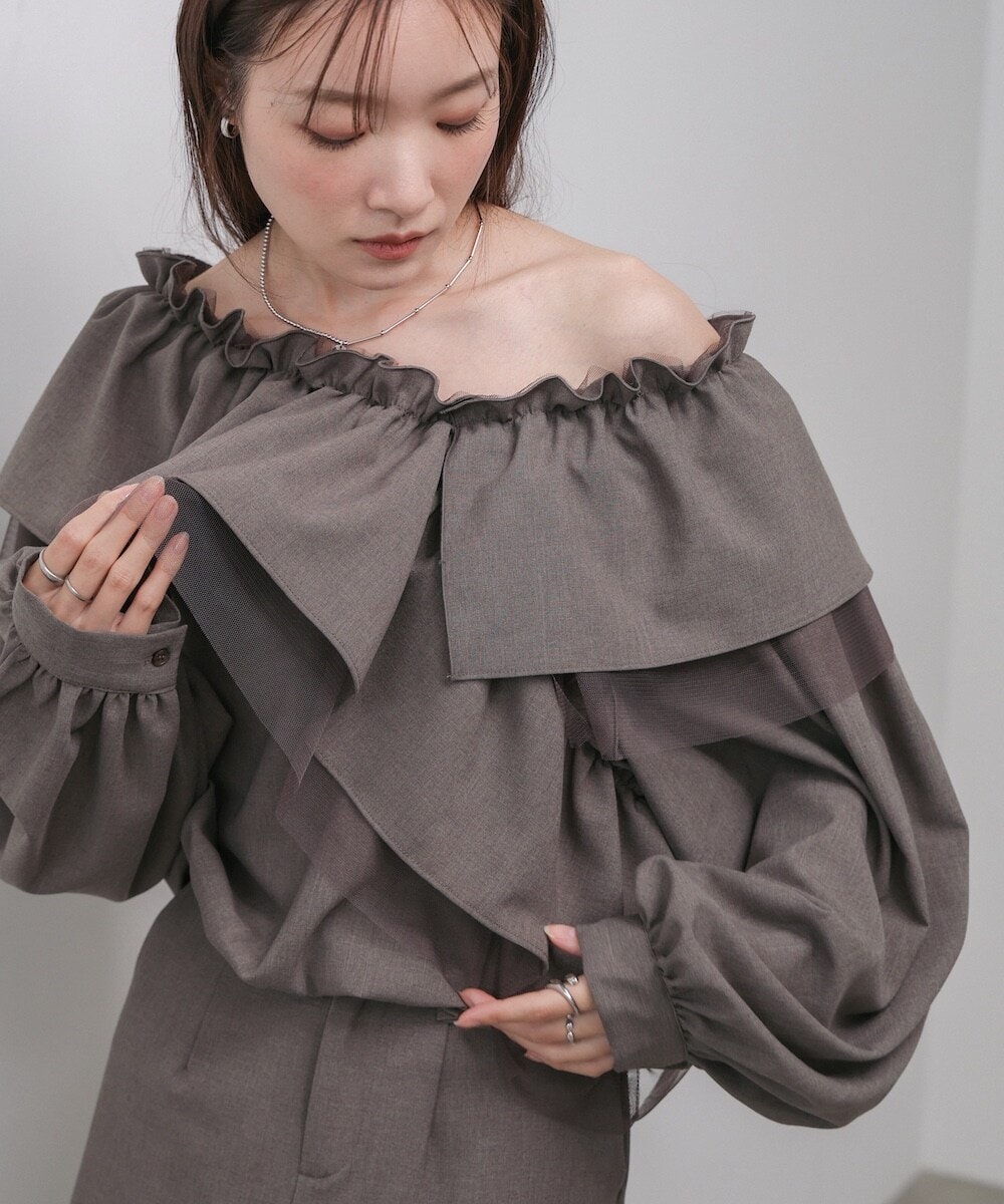 【セットアップ対応】3WAYラッフルフリルブラウス