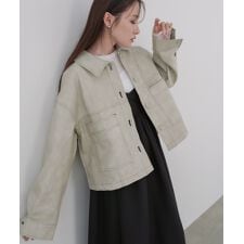 ムラ合皮配色ステッチジャケット