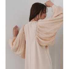 【選べるサイズ展開】袖オーガンジーポンチワンピース