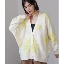 ブージュルード(Bou Jeloud)の【WEB限定】フラワージャガードドルマンニットカーディガン