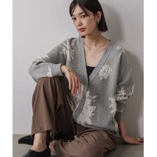 ブージュルード(Bou Jeloud)の【WEB限定】フラワージャガードドルマンニットカーディガン