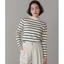 ハイネック総針ニットプルオーバー