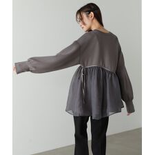 バブ(Bab)の前後2WAYペプラムオーガンジーポンチトップス