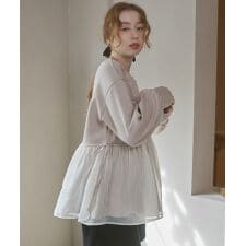 バブ(Bab)の前後2WAYペプラムオーガンジーポンチトップス