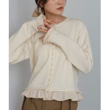 バブ(Bab)の配色フリルニットカーディガン