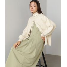 【セットアイテム/選べるサイズ展開】前後2WAYニットトップス＋タックキャミワンピース