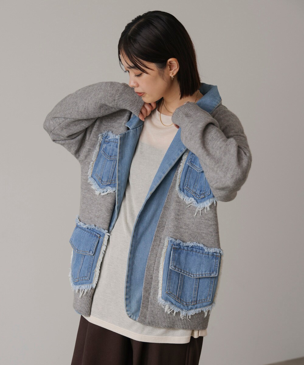 ニットドッキングデニムジャケット | ブージュルード(Bou Jeloud
