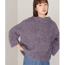 フィルムラメハイネックニットプルオーバー