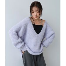 ワイドＶネックルーズニットプルオーバー