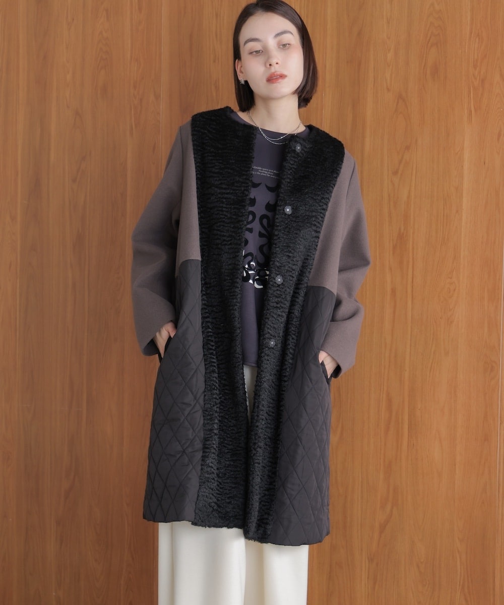 SHIPS Colors: スライバー ボンディング ノーカラー コート | シップス