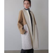 異素材配色コート