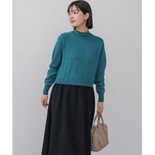 布帛ドッキングニットワンピース