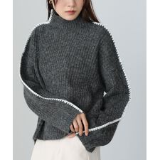 ライン配色ニットトップス