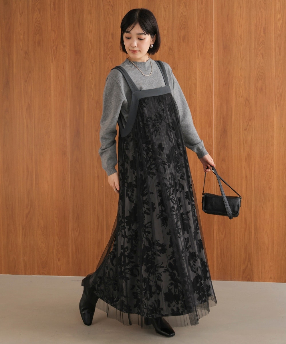 フロッキー花柄ジャンパースカート