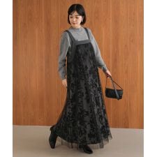 フロッキー花柄ジャンパースカート