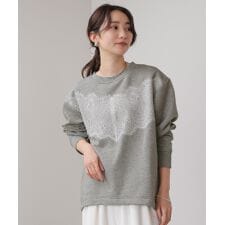 裏起毛レースラインプルオーバー