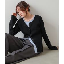 配色レイヤードニットカーディガン