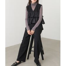 【2点セット】【選べるサイズ展開/イージーケア】イージージョーゼットティアードベスト＋パンツSET