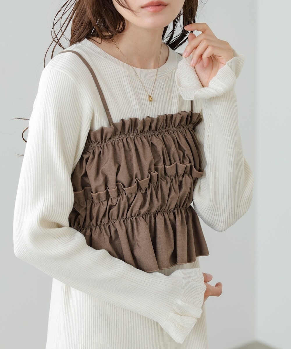 S・Mサイズ展開】前後2WAYニットカーディガン＋ニットキャミワンピース