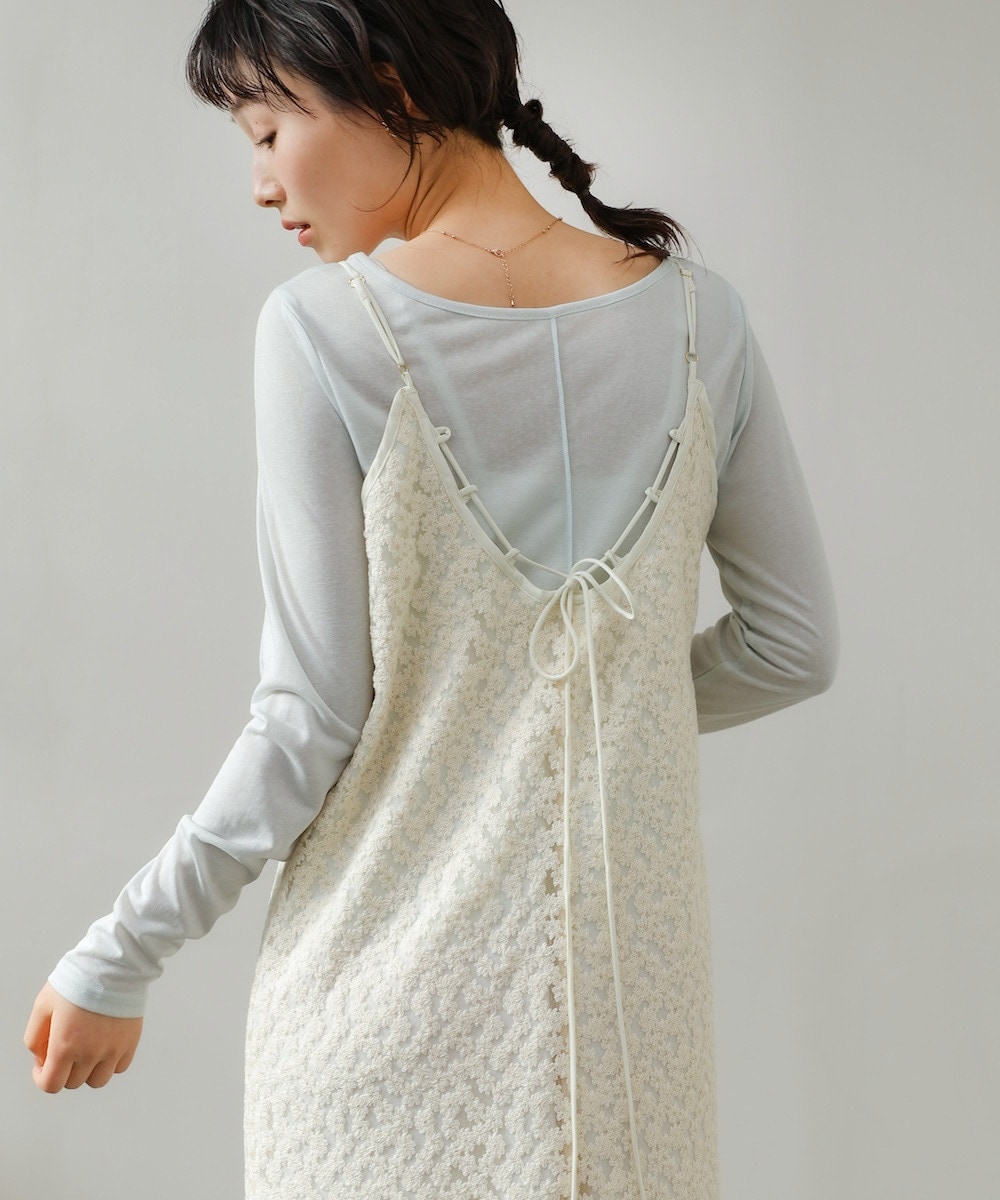 【選べるサイズ展開】刺繍フラワーキャミワンピース