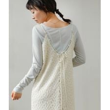 【選べるサイズ展開】刺繍フラワーキャミワンピース