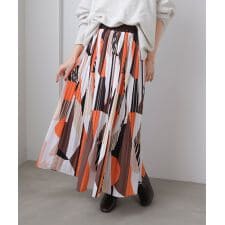 幾何柄プリーツスカート