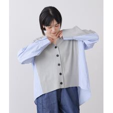 布帛切替ニットカーディガン