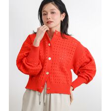 前後2WAY軽量メッシュ編ニットカーディガン