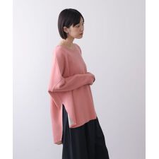 リバーシブルダブル丸首ポンチョ風ニット